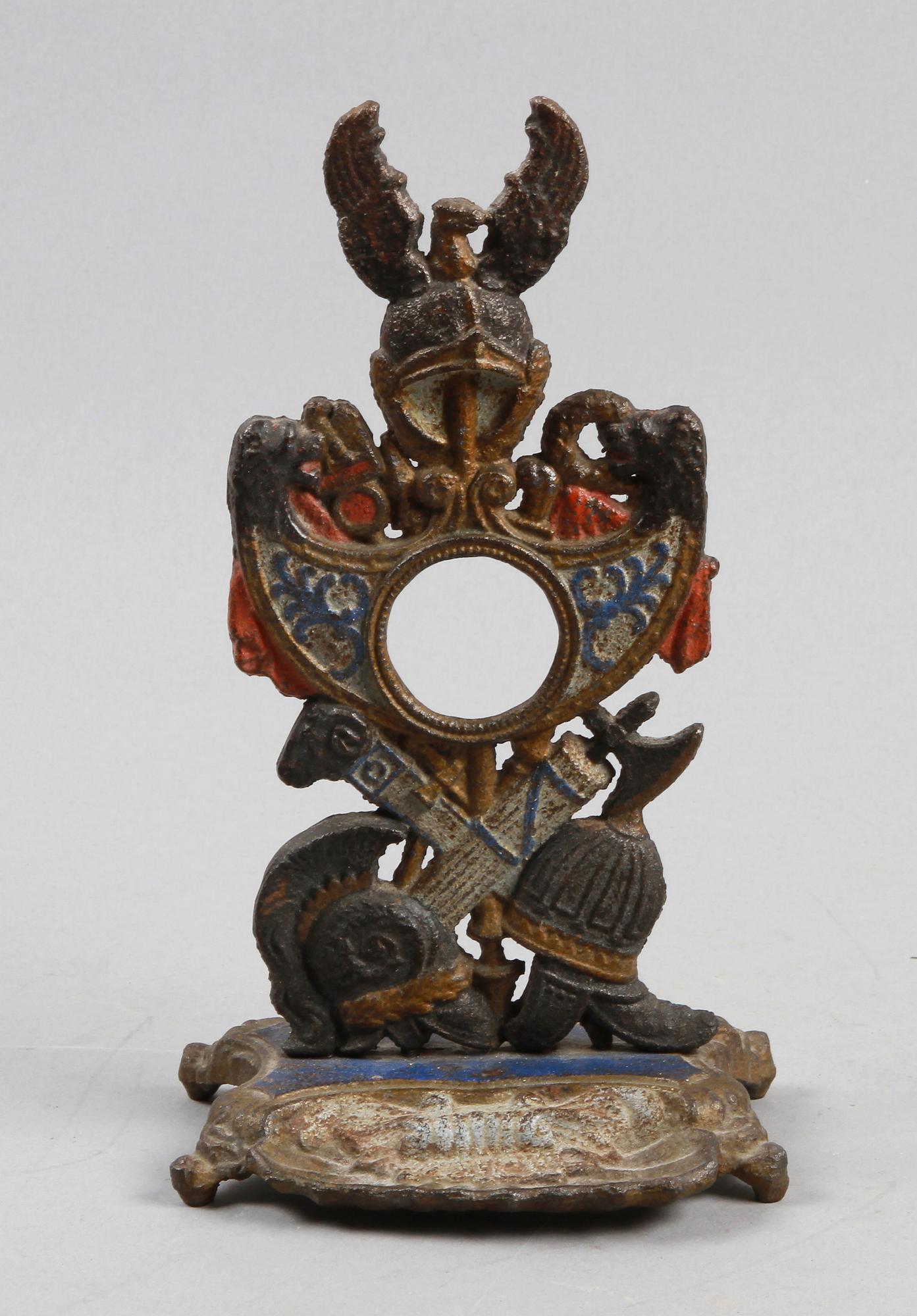 KLOCKSTÄLL, gjutjärn, Riddarromantik, 1800-talets slut.