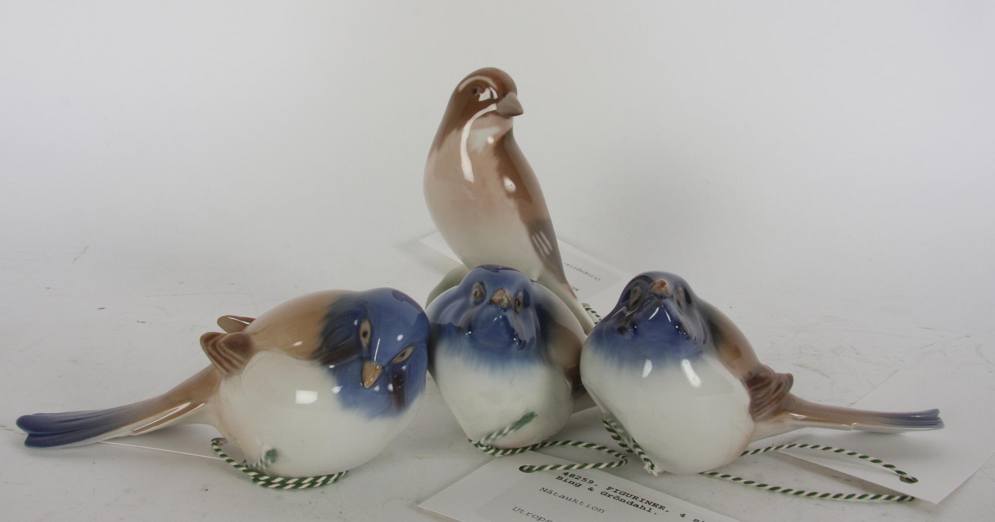 FIGURINER, 4 st, porslin, Bing & Gröndahl.