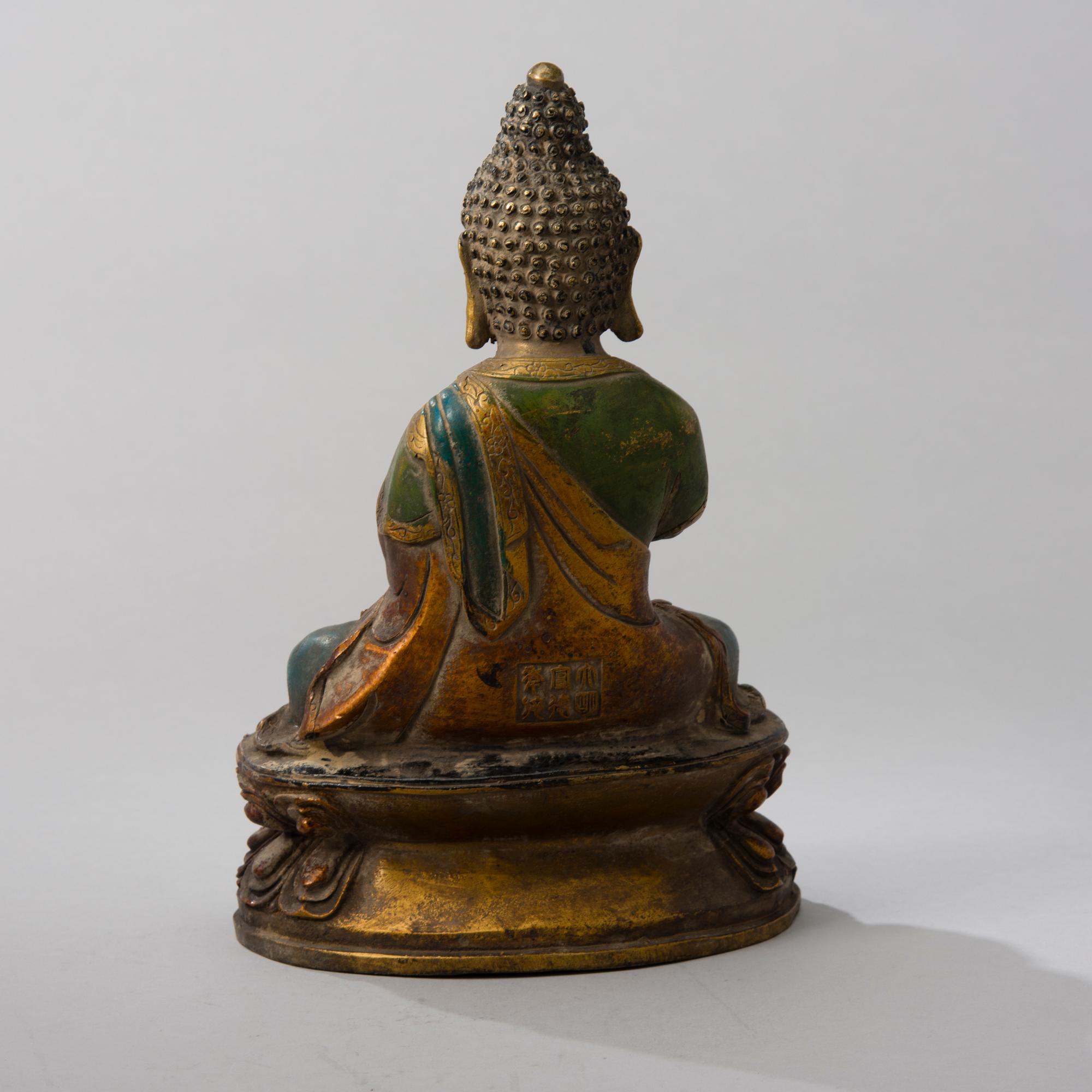 BUDDHA, målad mässing, Kina, 1900-talets senare hälft.