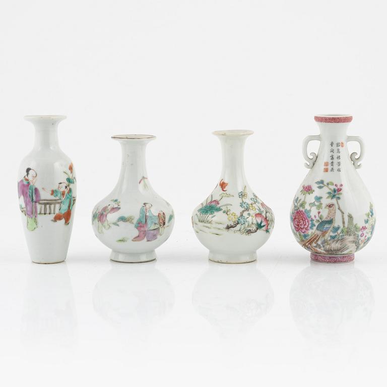 A set of eight Chinese vases, late Qing dynasty/20th Century.