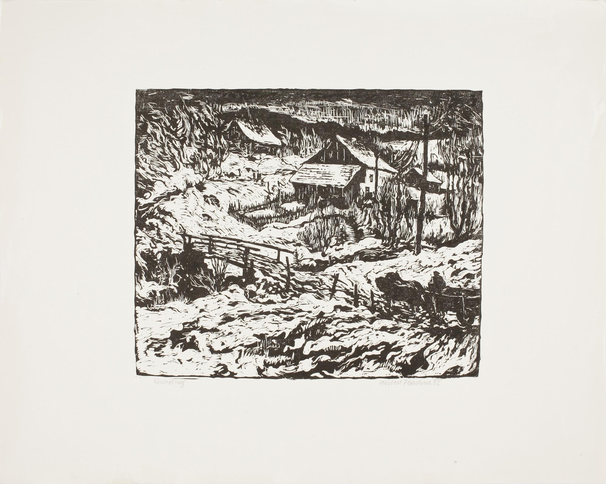 HERBERT FLADERER, 2 st träsnitt, sign -52 resp -53.