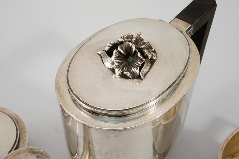 KAFFESERVIS, 3 delar, silver, Eric Råström, Stockholm, 1948, vikt 1564 gram.