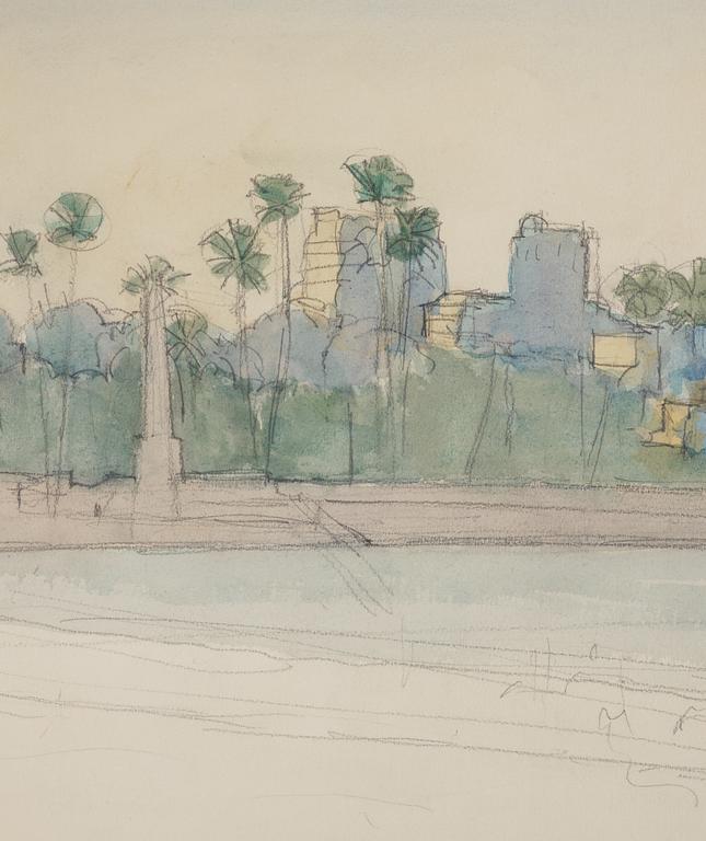 HILDING LINNQVIST, blyerts och akvarell, monogramsignerad.