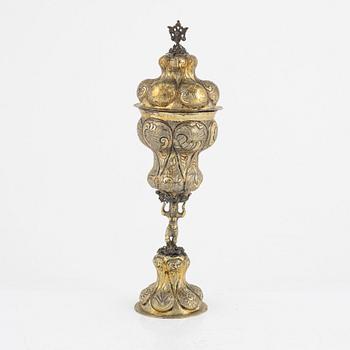 A Silver Gilt Lidded Goblet, Historicism, circa 1900.