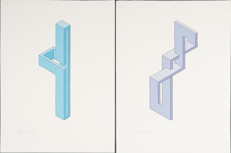 Oscar Reutersvärd, Untitled, 2 pcs.