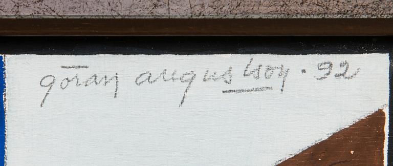 GÖRAN AUGUSTSON, gouache på plywood, signerad och daterad -92.