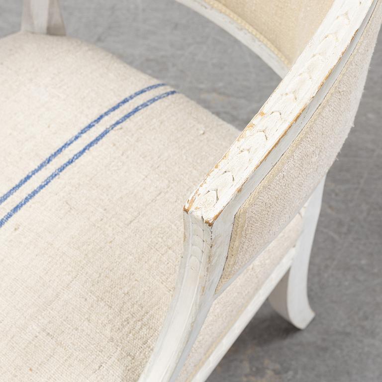 A pair of Gustavian style armchairs from around year 1900.