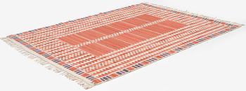 Barbro Nilsson, a carpet, 'Salerno röd', flat weave, c. 261 x 193 cm, signed AB MMF BN.
