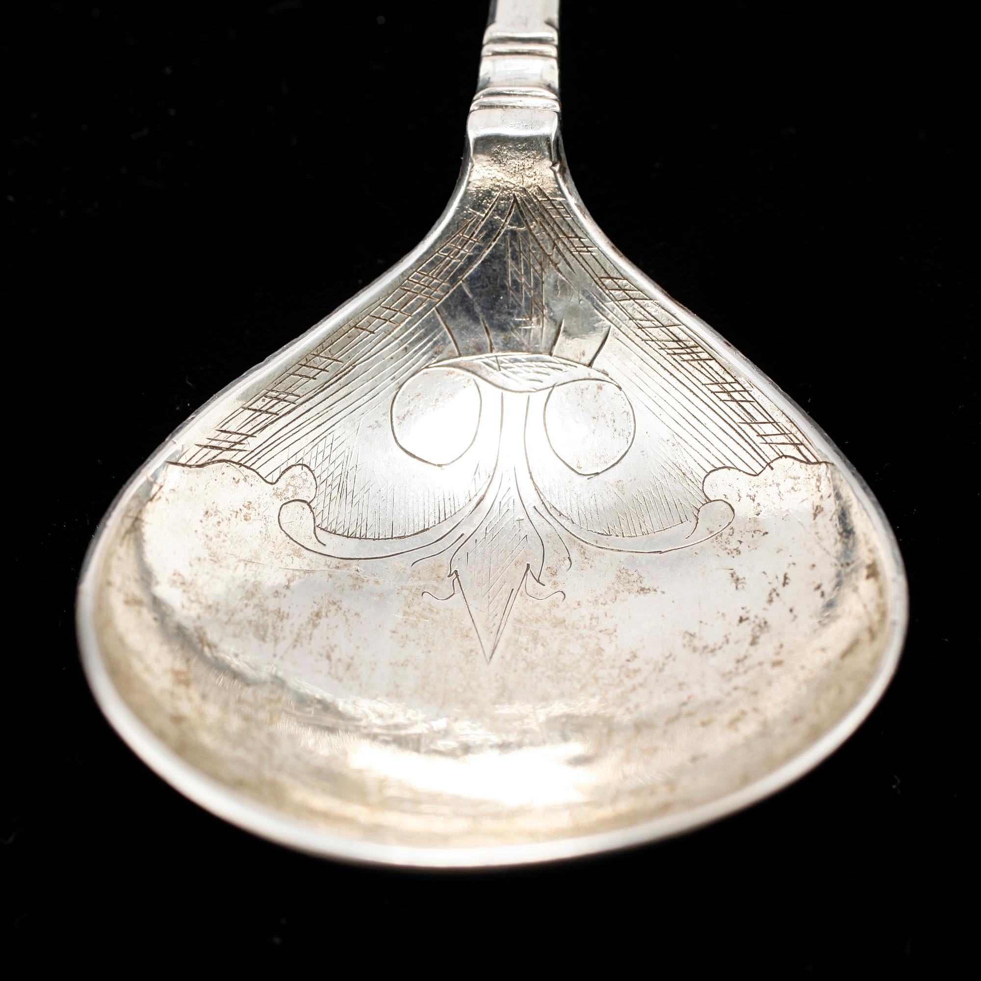 A Swedish 17th century silver spoon, mark of Jöran Hieronymi Bernegau, Norrköping (1648- 1679).