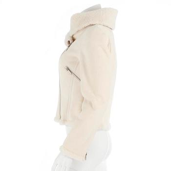 RALPH LAUREN, a white shearling jacket. Size 4.