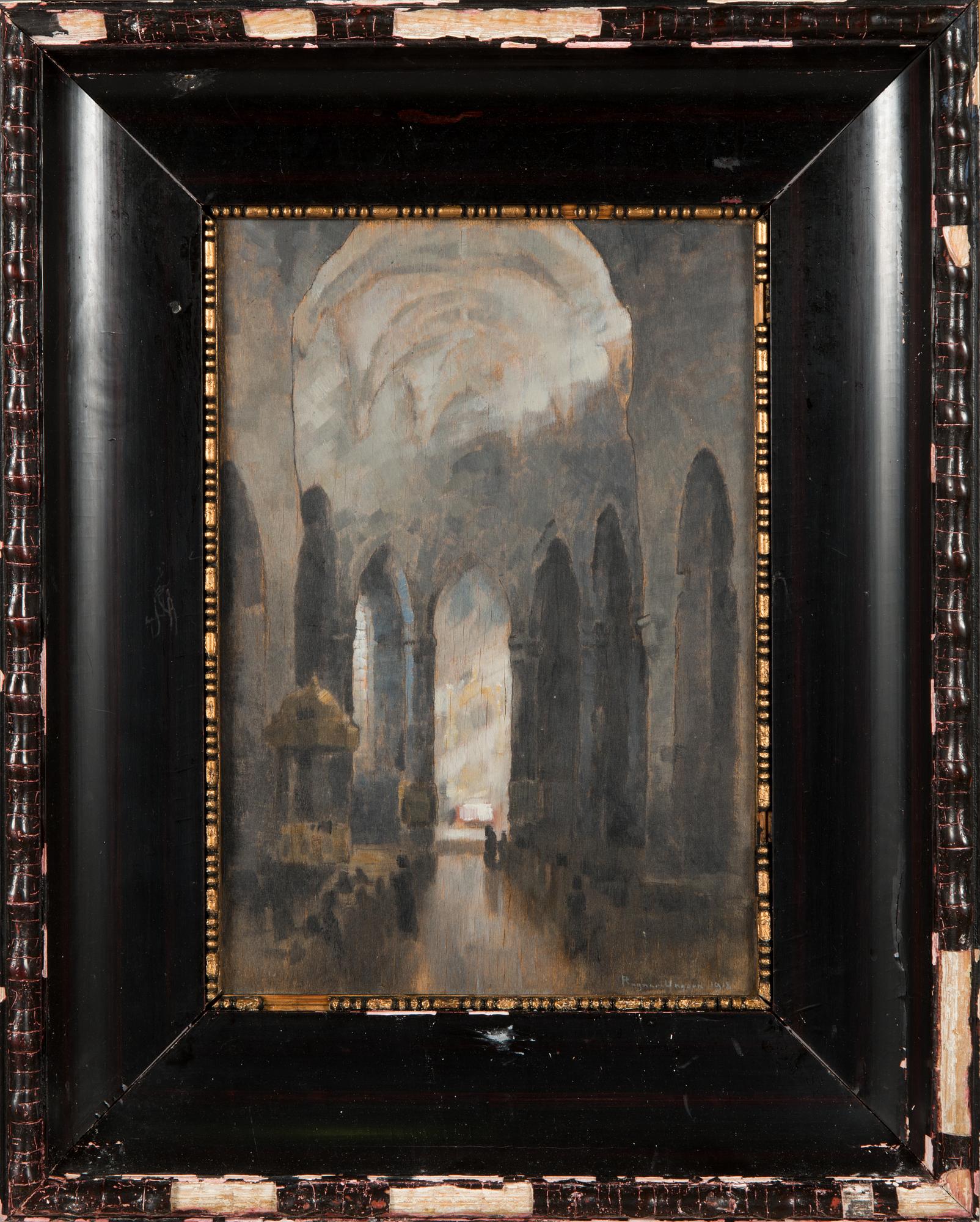 Ragnar Ungern, olja på träpannå, signerad och daterad 1918.