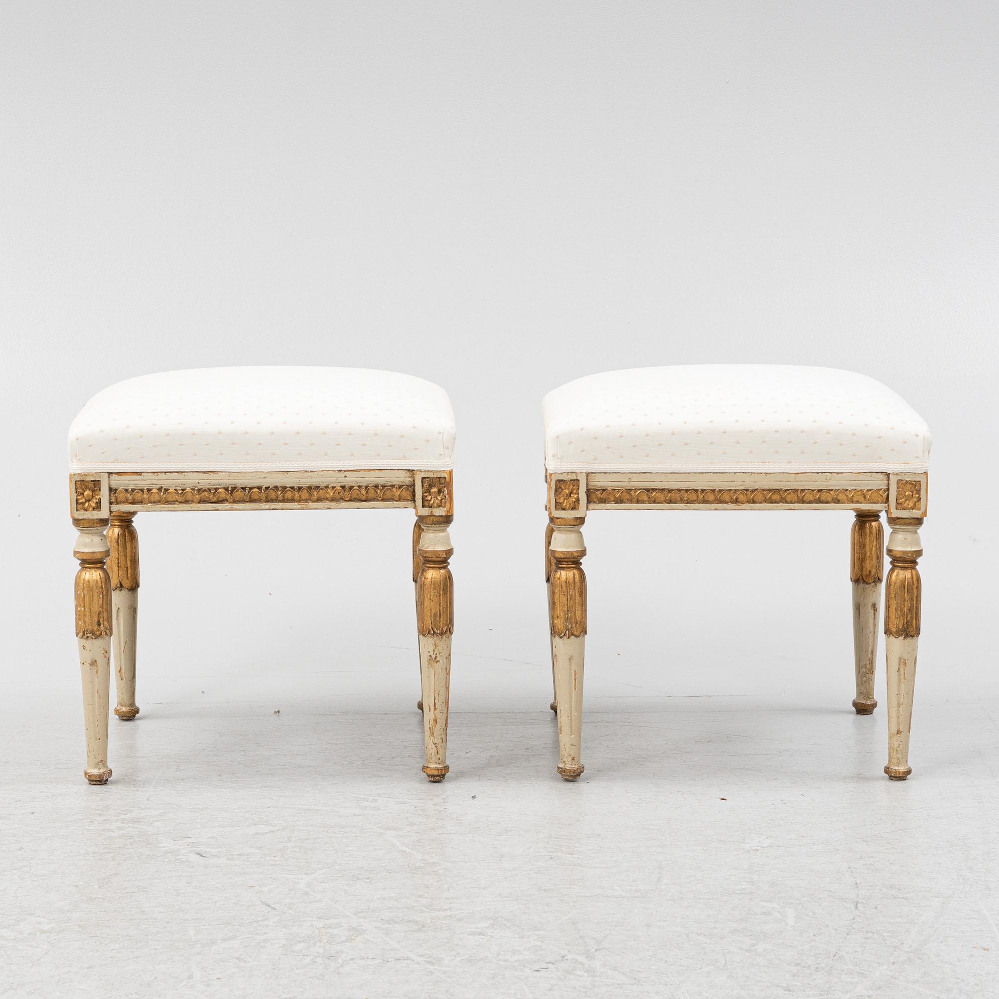 Taburetter, ett par, Gustaviansk stil, 1800-talets andra hälft.