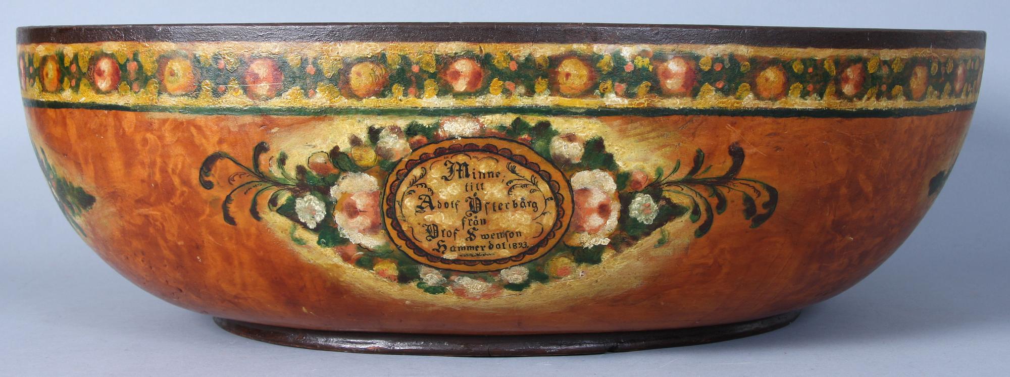 SKÅL, trä, allmoge, märkt 1893.