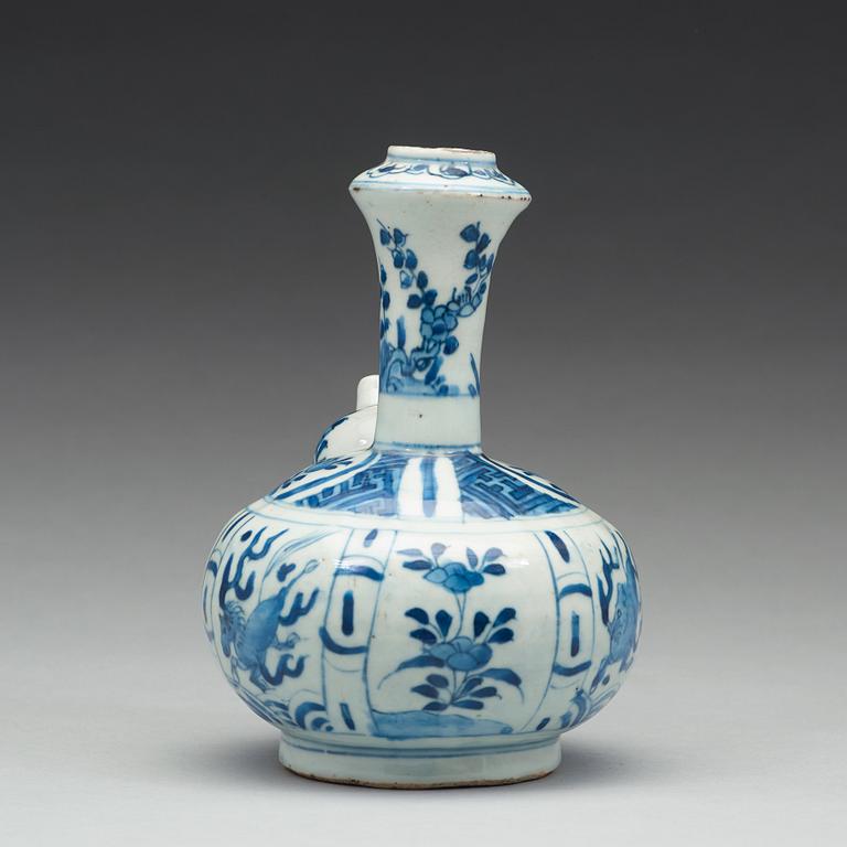 A blue and white kendi, Ming dynasty, Wanli (1572-1620).