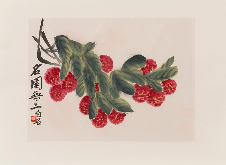 Qi Baishi, after, kokoelma puupiirroksia, Rong Baozhai, päivätty 1953.