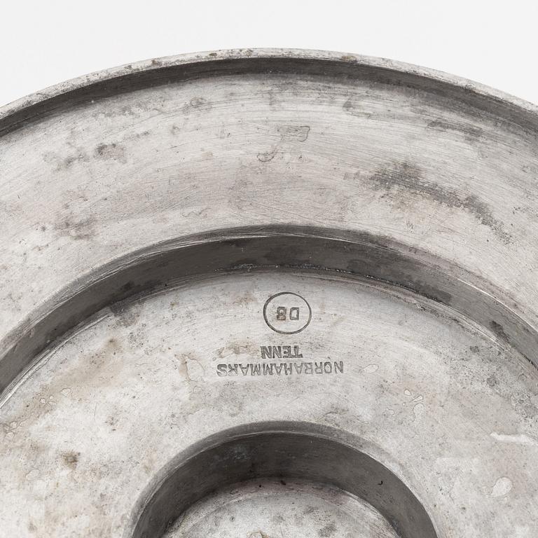 Erik Fleming, a pair of pewter candle holdes, Norrahammars tenn, Sweden, 1930.