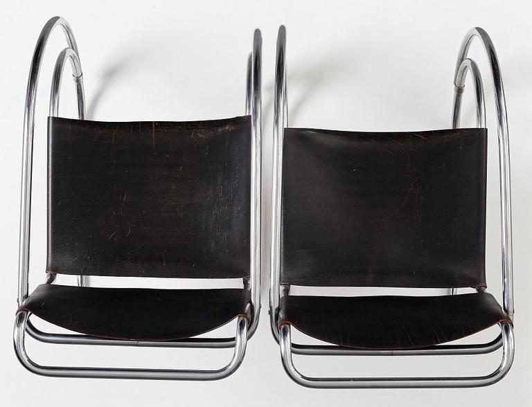 Ludwig Mies van der Rohe, a pair of "MR 20", armchairs, Berliner Metallgewerbe Josef Müller or Bamberg Metallwerkstätten, 1920's.