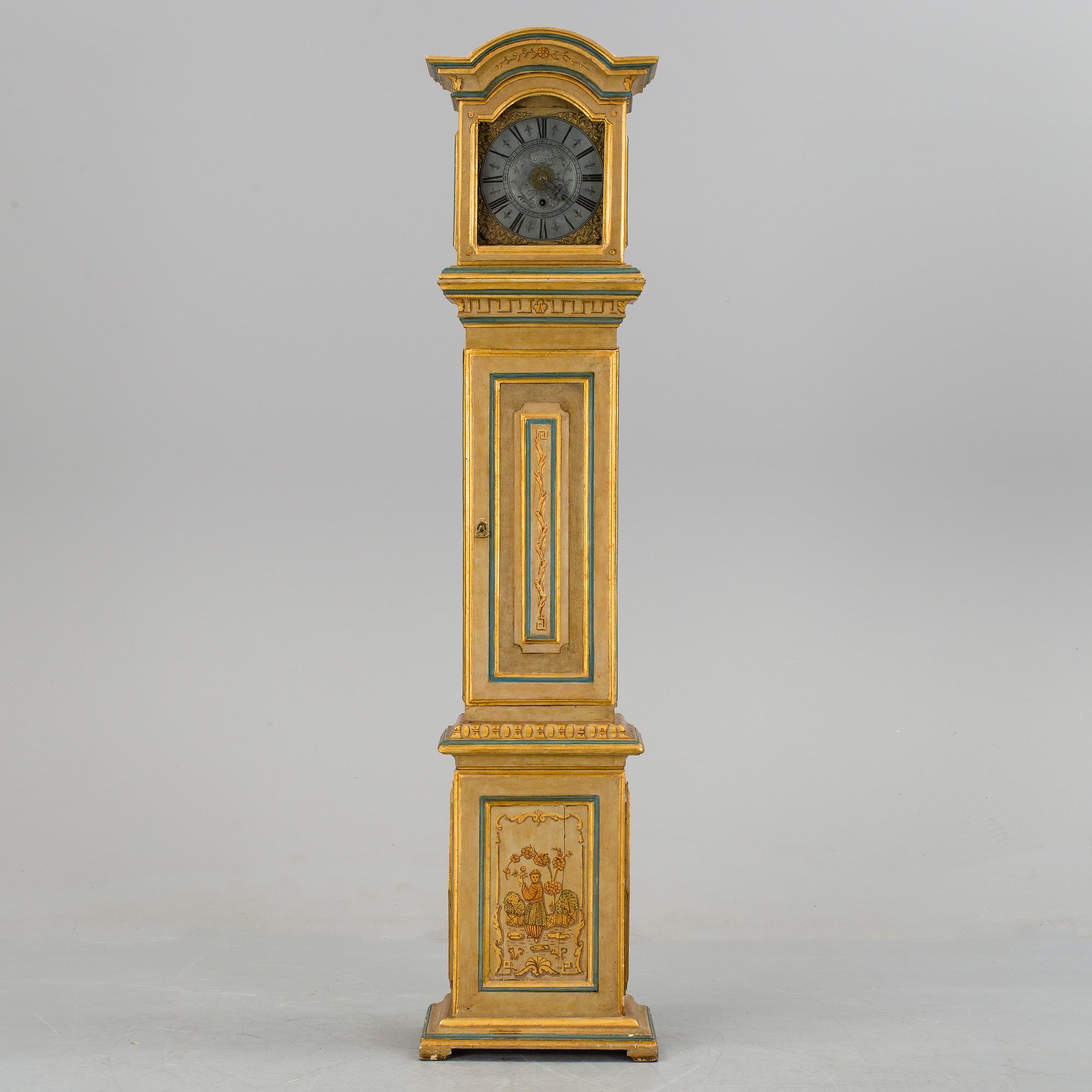 A long case clock, Peter Lindman Arboga Sweden, 18th century.