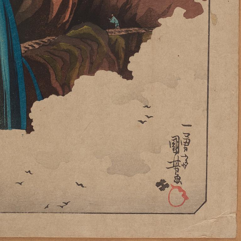 Utagawa Ichiyusai Kuniyoshi (1798-1861), färgträsnitt. Japan, sannolikt 1800-tal.