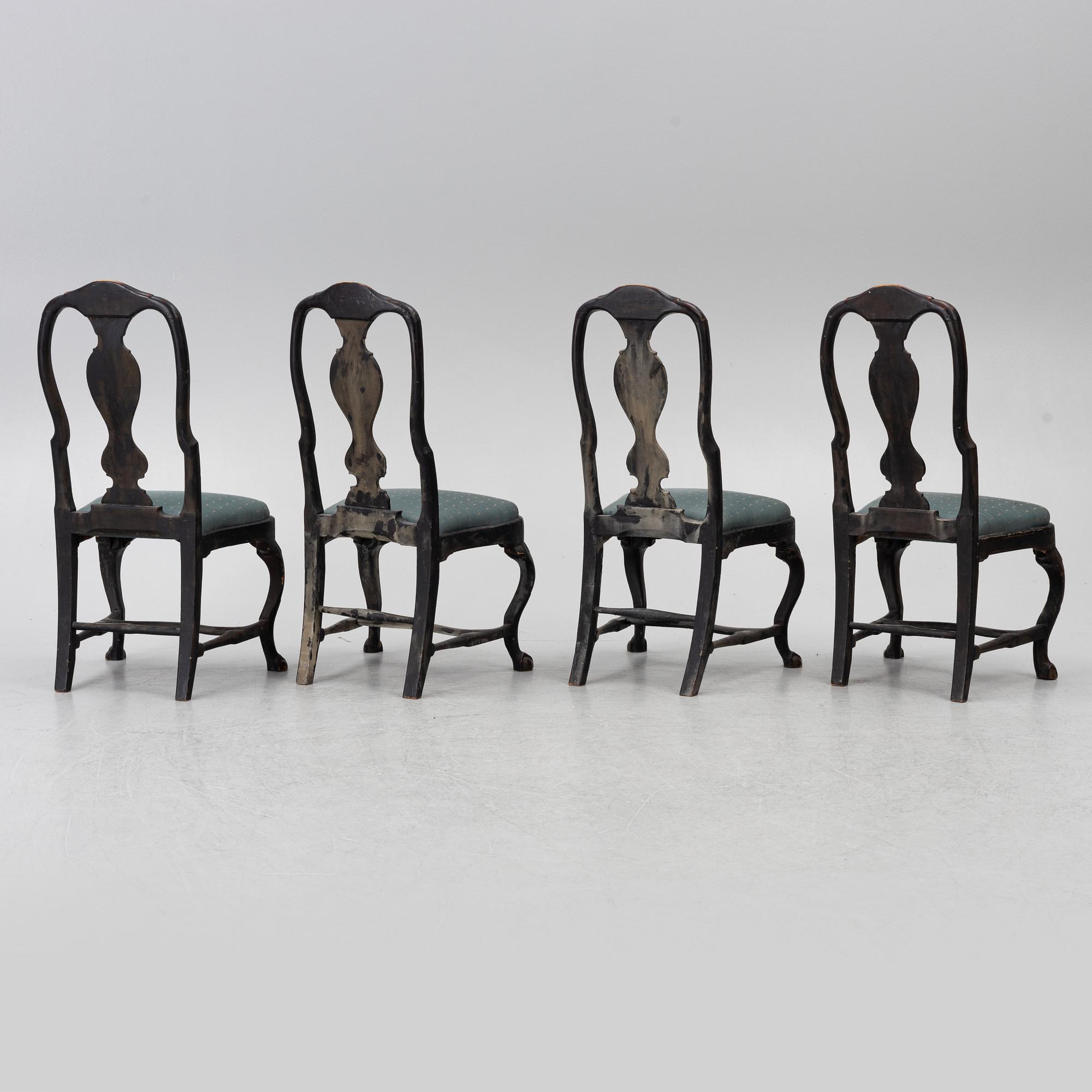 Four chairs, second half of the 18th century, Rococo.