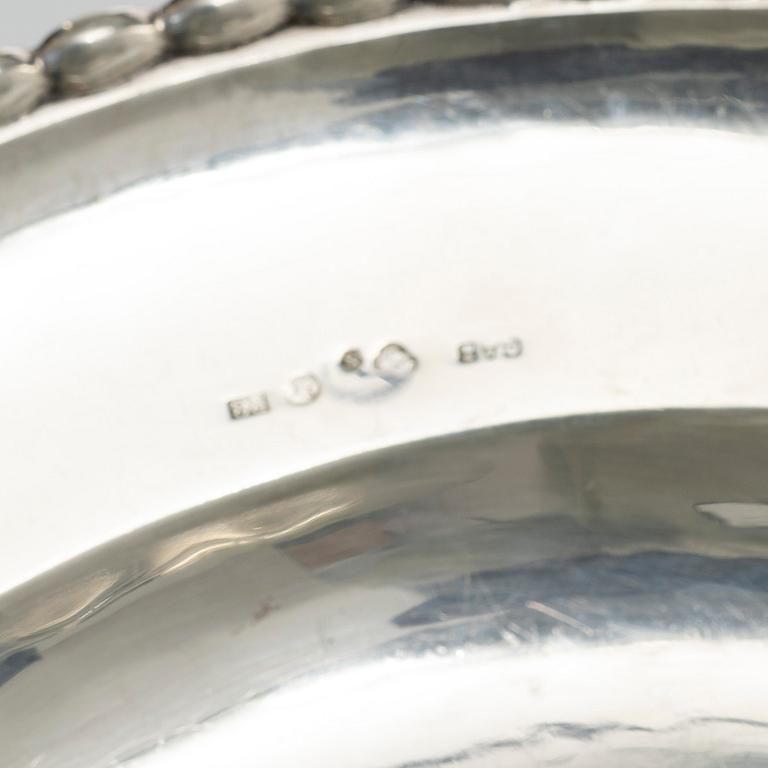 Three silver dishes,  with mark of GAB / CG Hallberg, Stockholm.