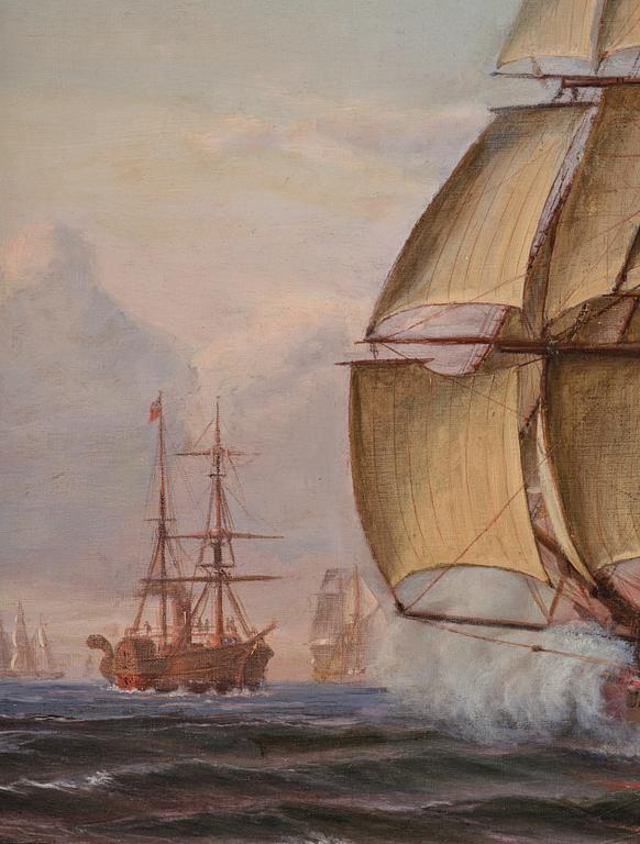 Thorvald Möller, Frigate under full sail at Kronborg Castle.