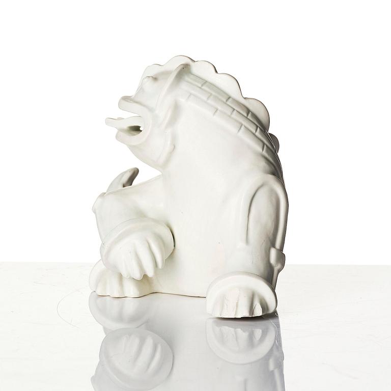 Wilhelm Kåge, a set of two stoneware sculptures of dragon puppies, Gustavsberg, 1940s.
