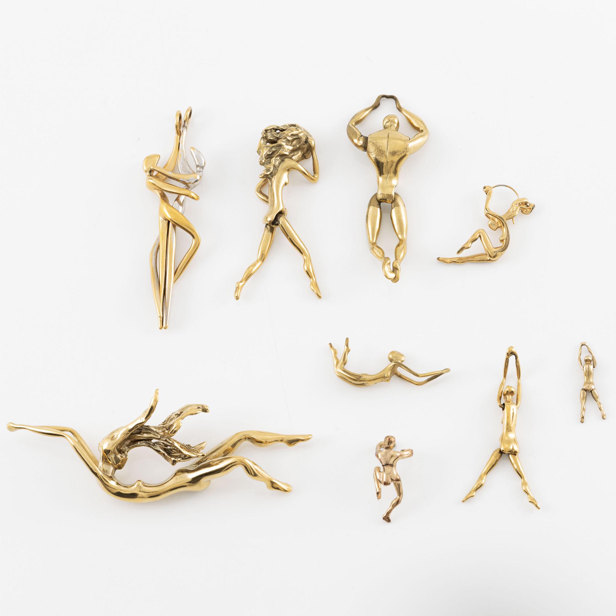 Charles Jourdan, hangers/figures, nine pcs, costume jewellery.