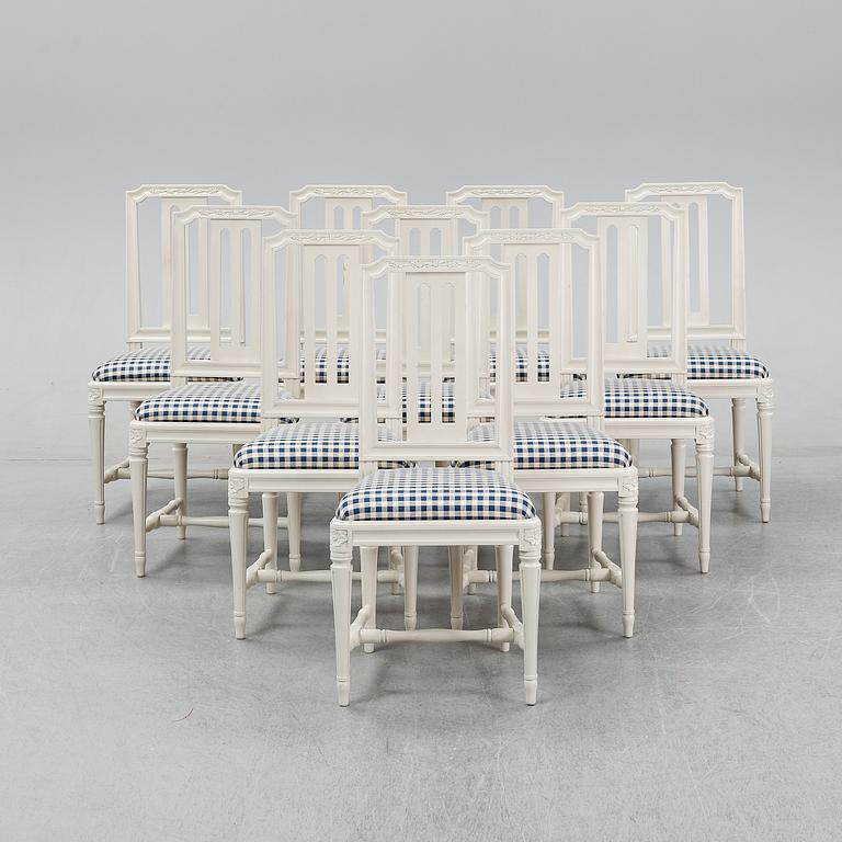 A set of ten 'Odenslunda' IKEA chairs.