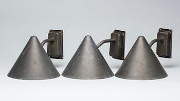 VÄGGLAMPOR, 3 st, "TRATT E27", Westal, 1900-talets slut.