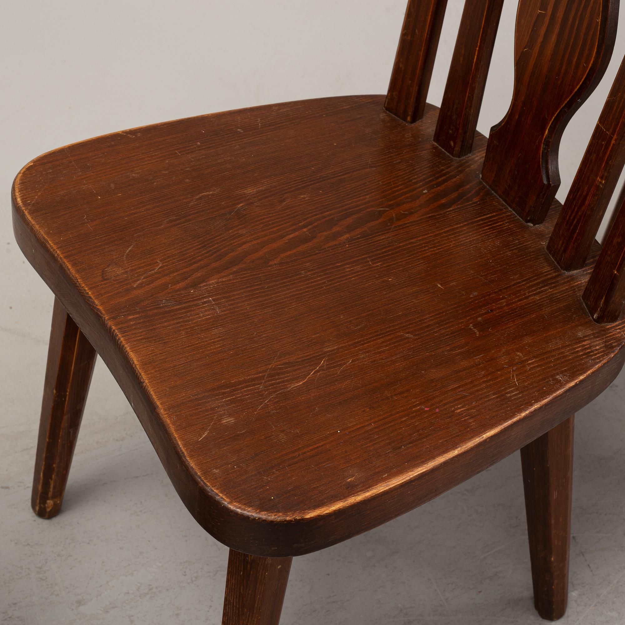 A set of four pine chairs, 1930's-40's.