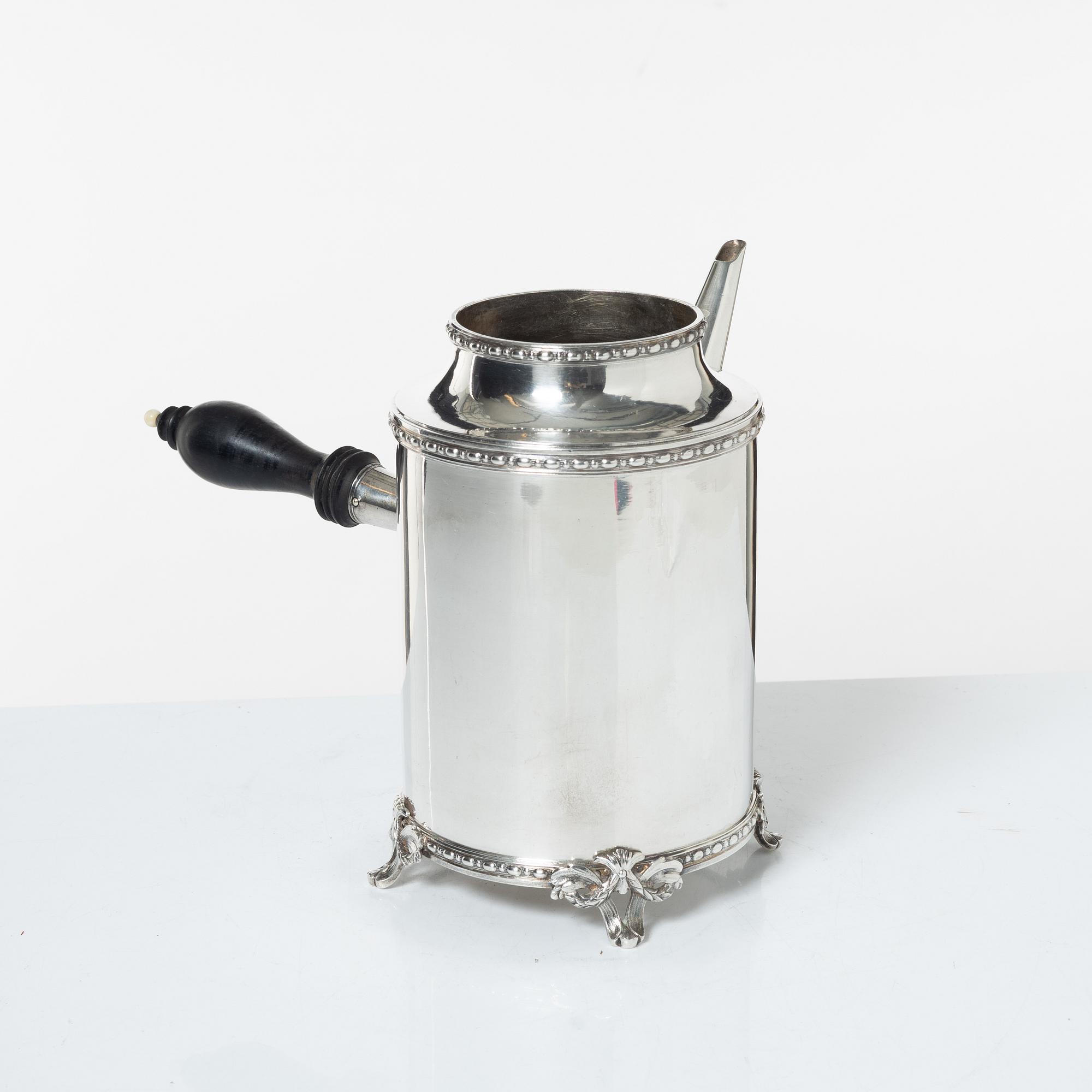 Petter Åkerman, kaffekanna, silver, Stockholm 1780. Gustaviansk.