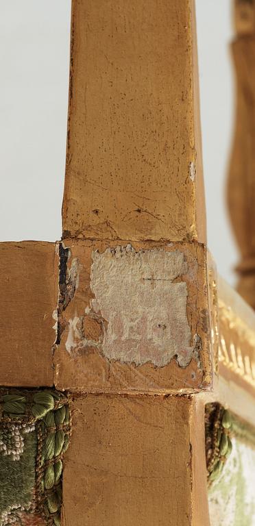 BALJFÅTÖLJ, sengustaviansk, Johan Erik Höglander Stockholm(mästare från 1777).