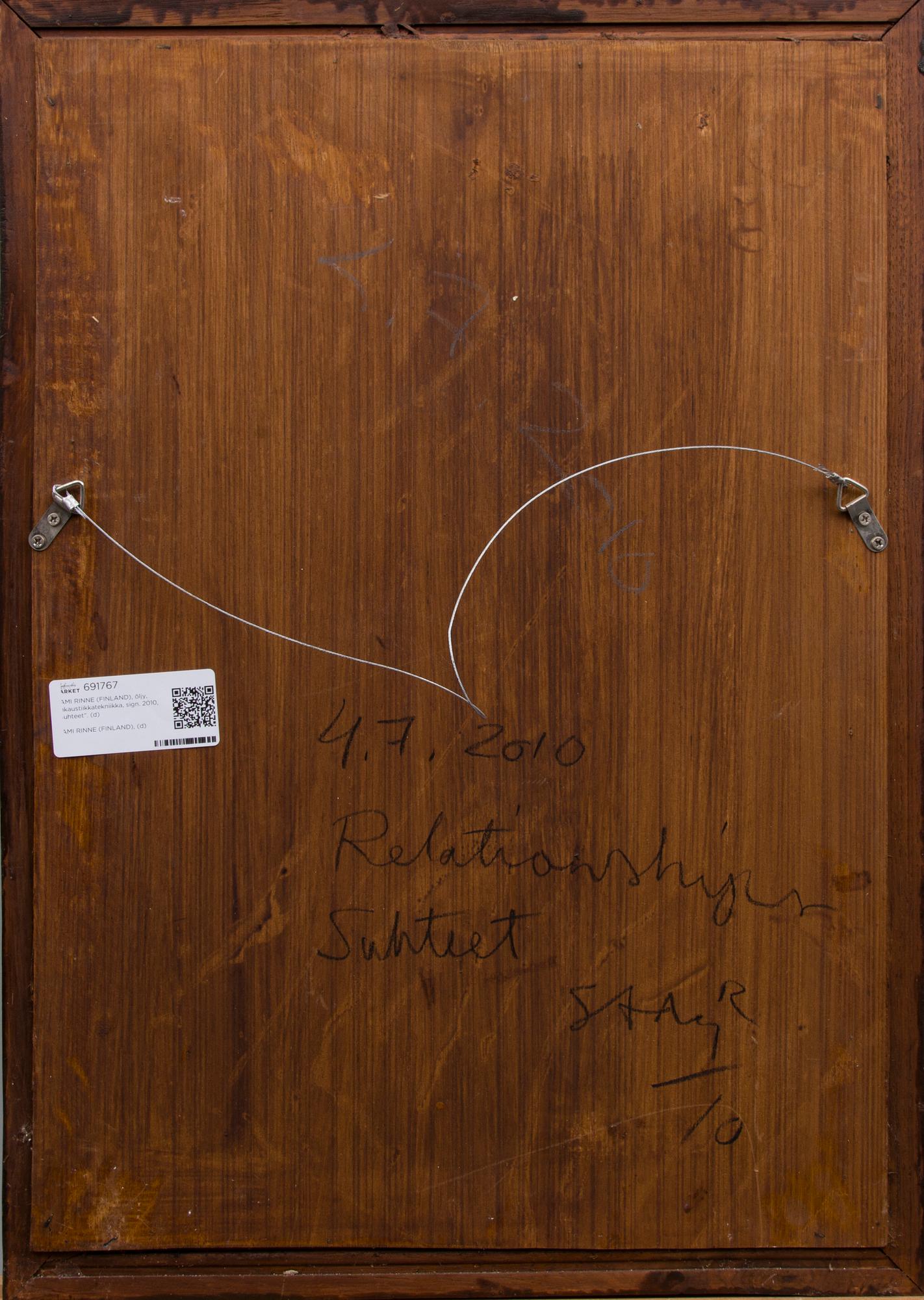 SAMI RINNE, öljy ja mehiläisvaha levylle , signeerattu ja a tergo päivätty -10.