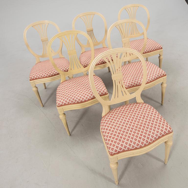 Chairs, 6 pieces, Gustavian style, mid/second half of the 20th century.