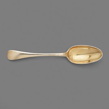 6. A Swedish 18th century silver-gilt serving spoon, mark of Arvid Floberg 1783.