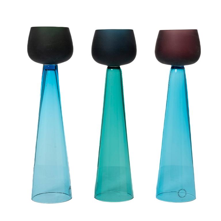 Venini, pokaler, 3 st, "Desdy", Murano, Italien, 1995.
