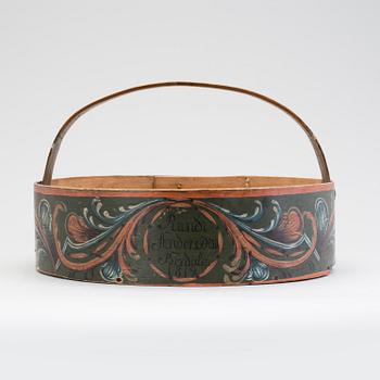 A painted folk art basket Berdalen Norway dated 1819.