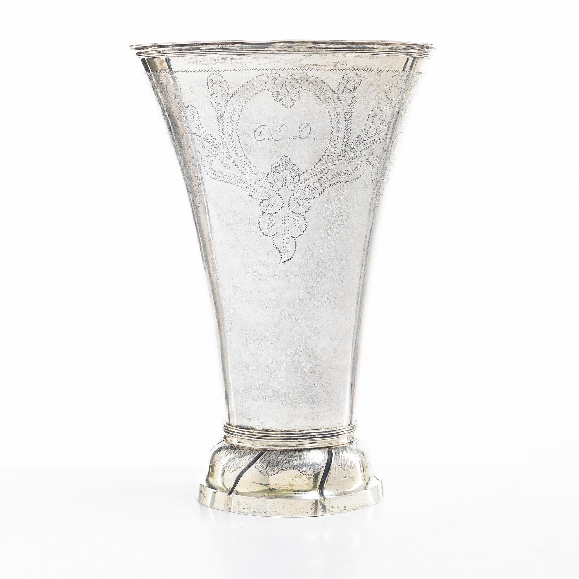 A Swedish early 19th century parcel-gilt silver beaker, mark of Olof Hellbom, Stockholm 1810.