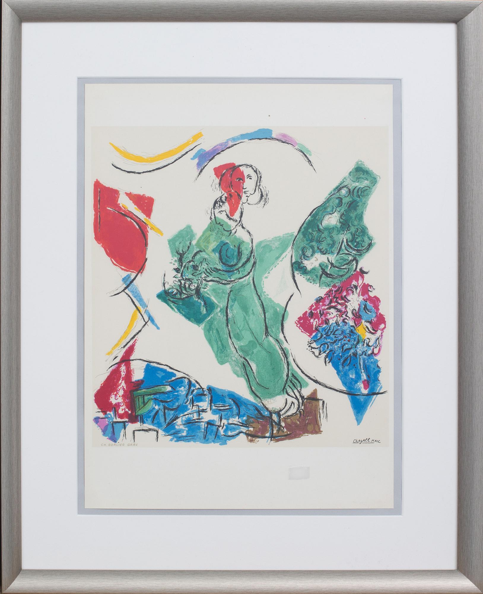 MARC CHAGALL, färglitografi, signerad i trycket, ur Derrière le Miroir nr 148 1964, Tryckt hos Charles Sorlier.