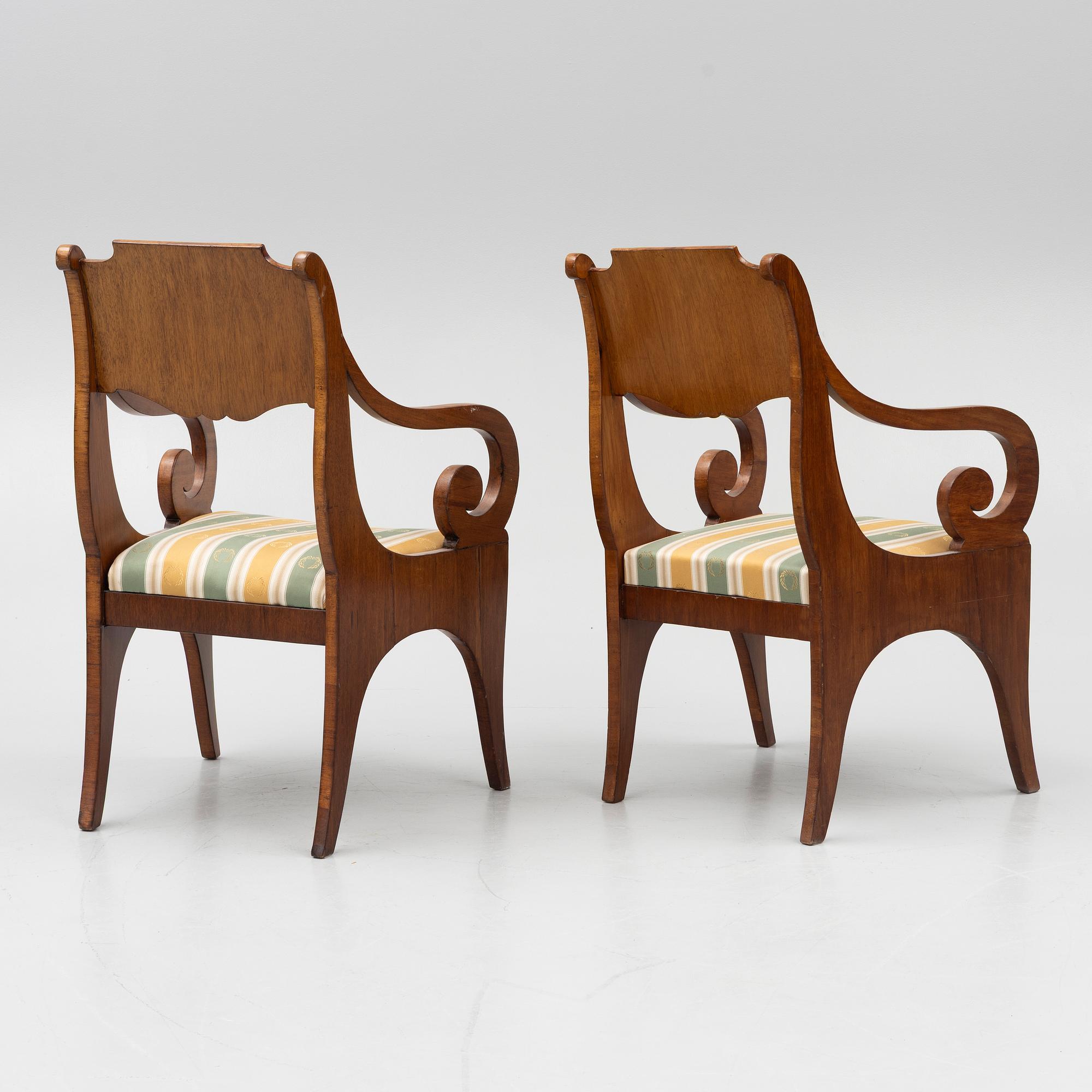 Karmstolar, ett par. Ryssland/Baltikum. 1800-tal.