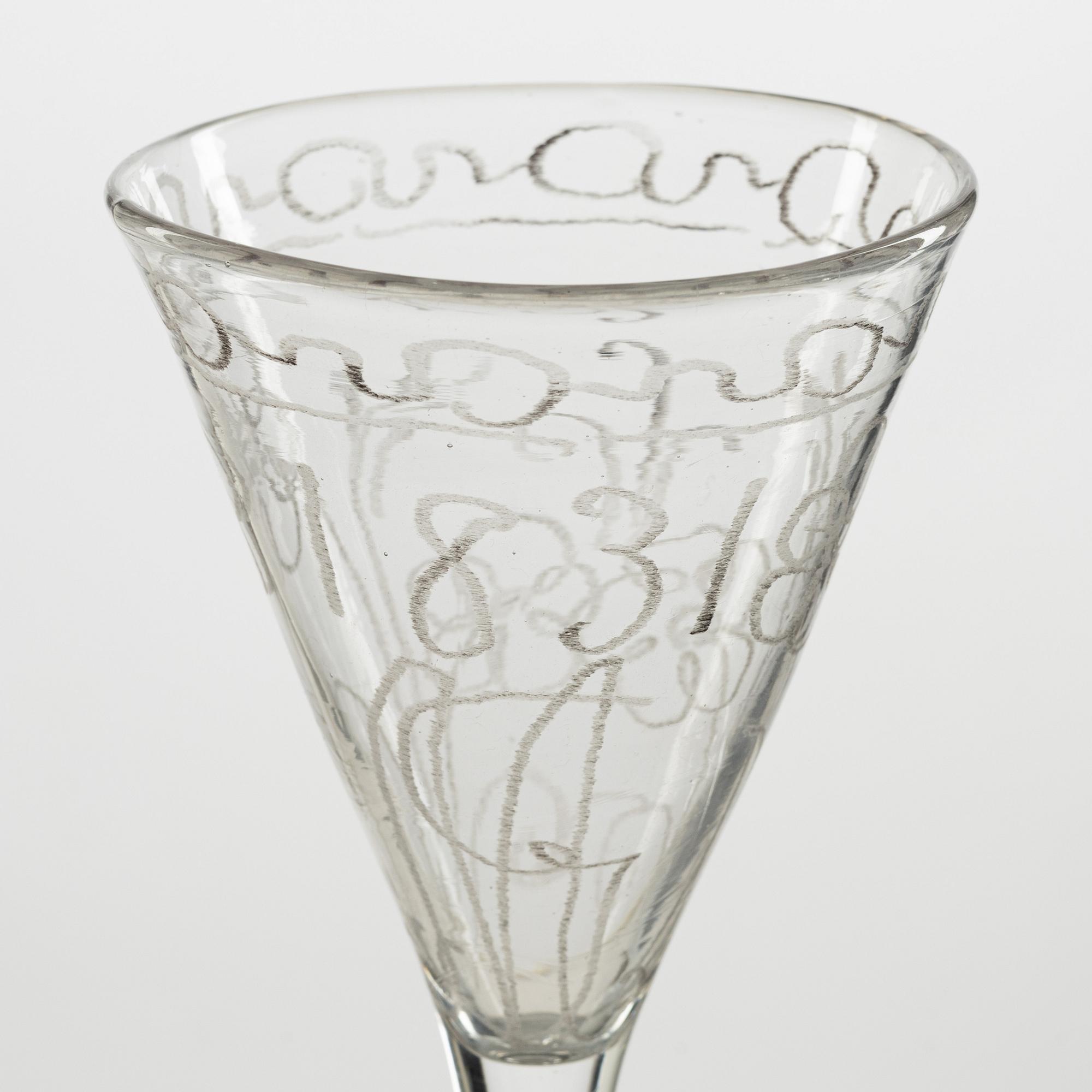 Spetsglas, tre stycken, 17/1800-tal.