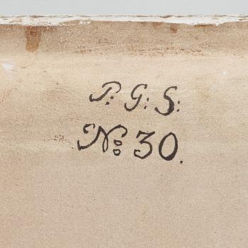 Tebord, med fajansbricka, originalunderrede tillskrivet Gottlieb Iwersson, Sengustavianskt, sent 1700-tal.