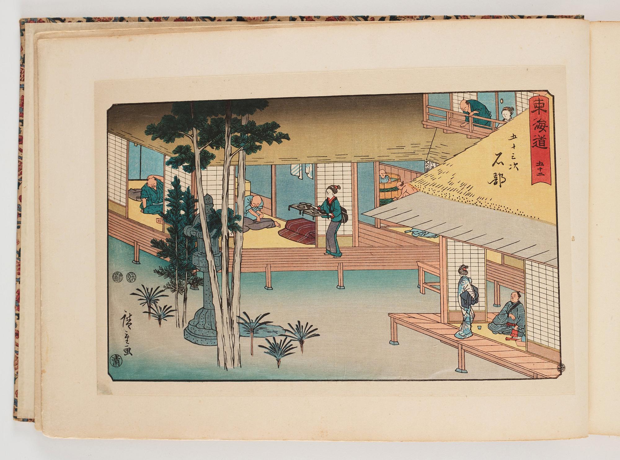 An album with Japanese woodblock prints after Ando Utagawa Hiroshige (1797-1858), mid 20th Century. (37 prints).