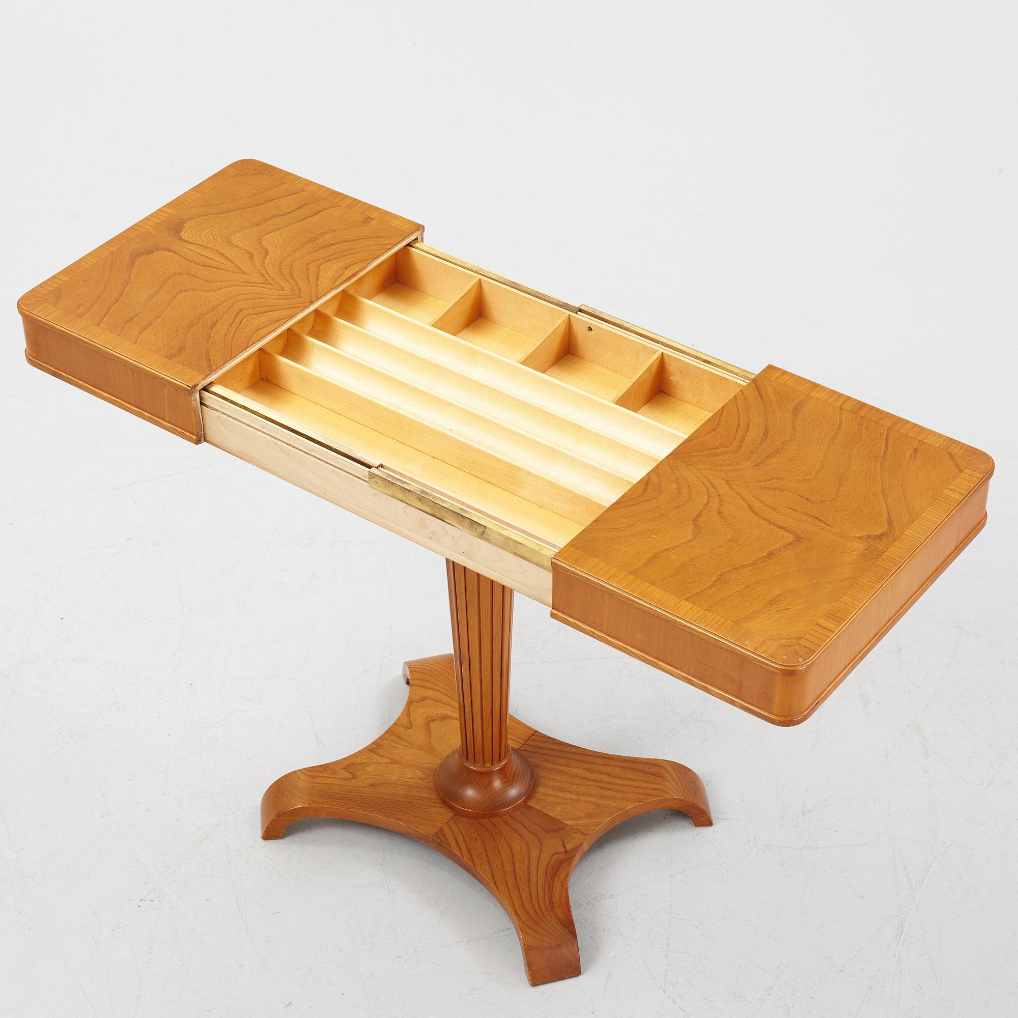 A Swedish Modern elm sewing table, Svenska Möbelfabrikerna, Bodafors, 1940's.