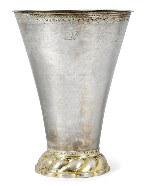 A Swedish 18th cent silver beaker, marks of Christoffer Bauman, Hudiksvall 1794.