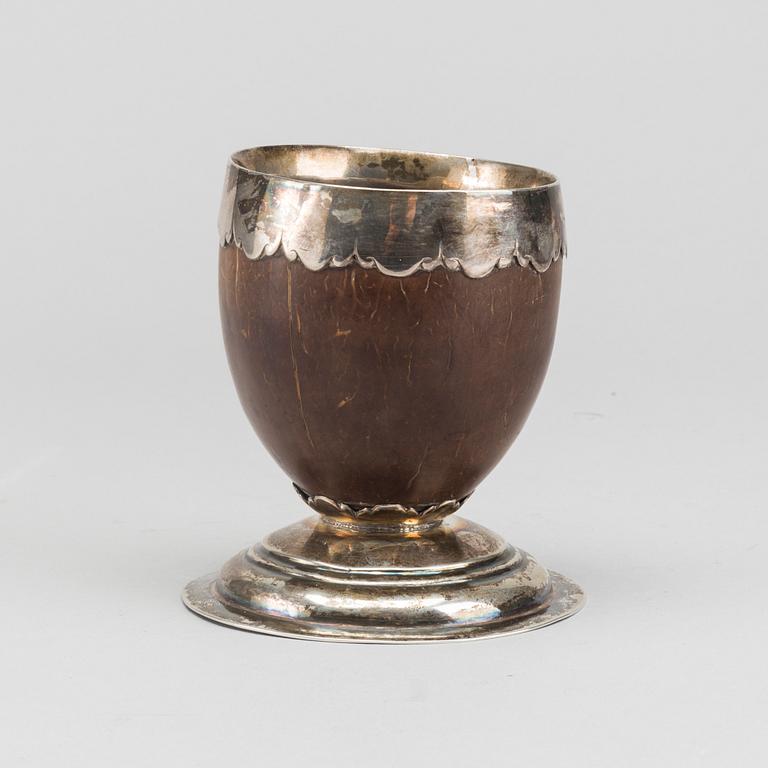 A probably 19th century silver and coconut cup.