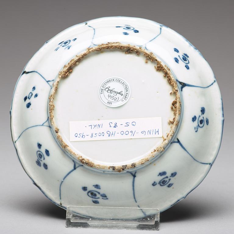 A group of 10 blue and white kraak dishes, Ming dynasty, Wanli (1572-1620).