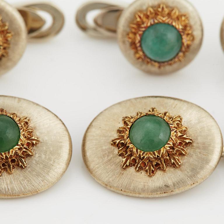 A pair of jade cufflinks and studs from Buccellati.