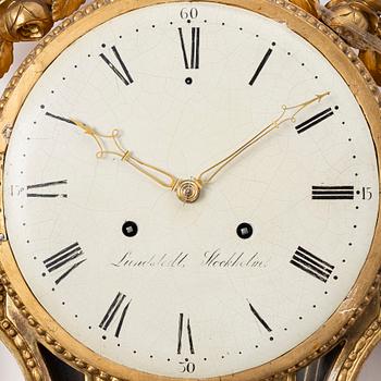 A Late Gustavian Wall clock, by Anders Lundstedt (watchmaker in Stockholm 1786–1820).